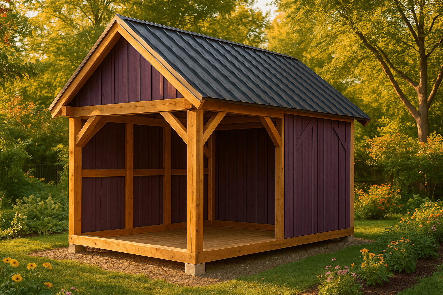 Completed building with metal roof