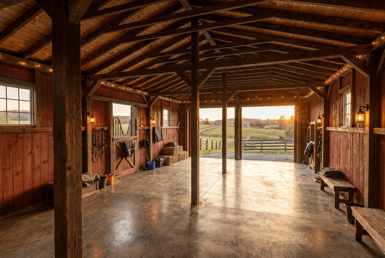 AI-rendered interior with golden-hour light